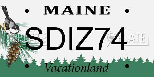 SDIZ74 Maine License Plate