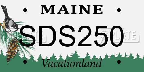 SDS250 Maine License Plate