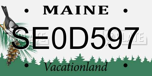 SE0D597 Maine License Plate