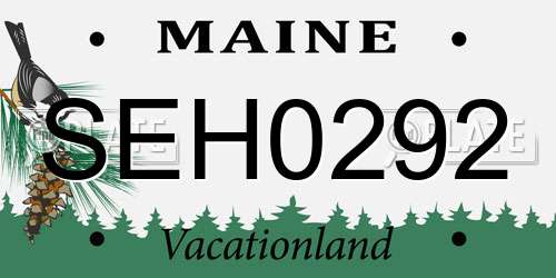 SEH0292 Maine License Plate