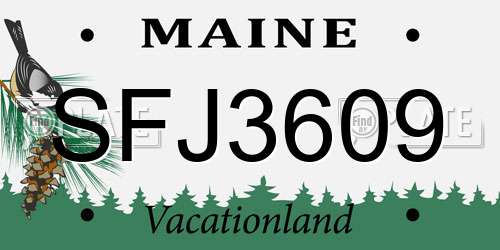 SFJ3609 Maine License Plate