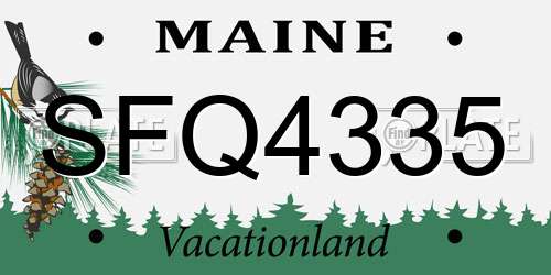 SFQ4335 Maine License Plate