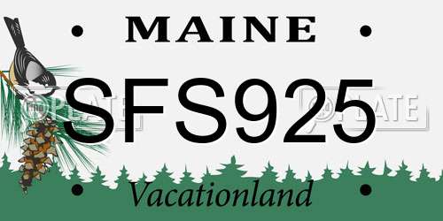 SFS925 Maine License Plate