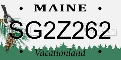 SG2Z262 Maine License Plate
