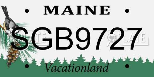 SGB9727 Maine License Plate