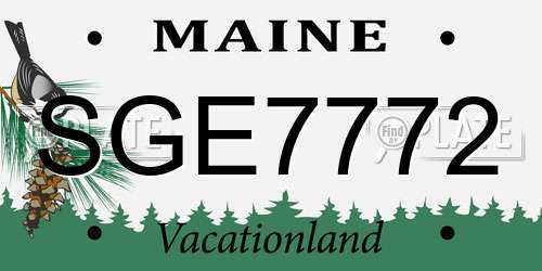 SGE7772 Maine License Plate