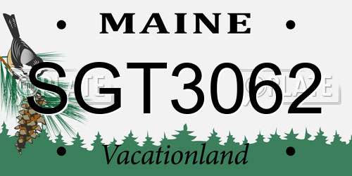 SGT3062 Maine License Plate