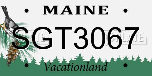 SGT3067 Maine License Plate