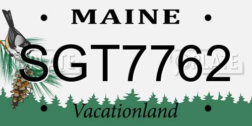 SGT7762 Maine License Plate