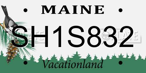 SH1S832 Maine License Plate