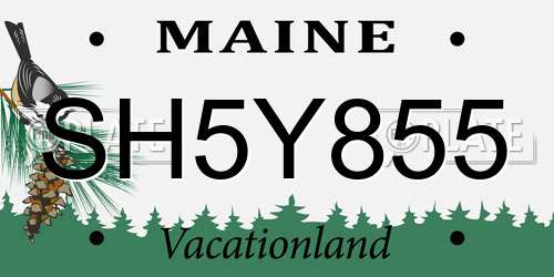SH5Y855 Maine License Plate