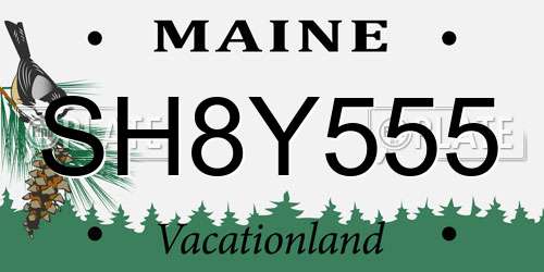 SH8Y555 Maine License Plate