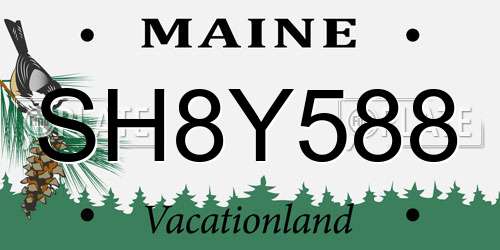 SH8Y588 Maine License Plate