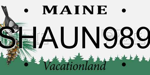 SHAUN989 Maine License Plate