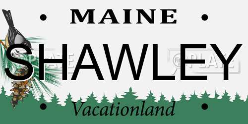 SHAWLEY Maine License Plate