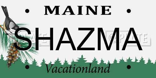 SHAZMA Maine License Plate
