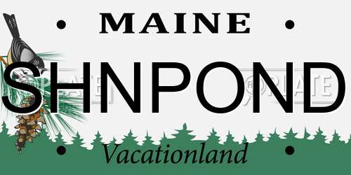 SHNPOND Maine License Plate