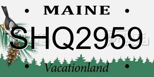SHQ2959 Maine License Plate