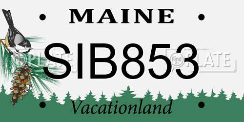 SIB853 Maine License Plate