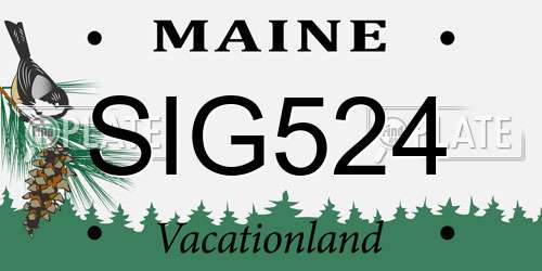SIG524 Maine License Plate