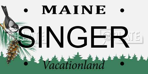 SINGER Maine License Plate