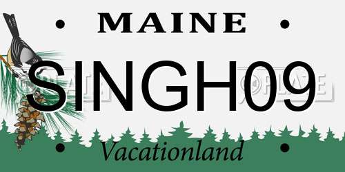 SINGH09 Maine License Plate