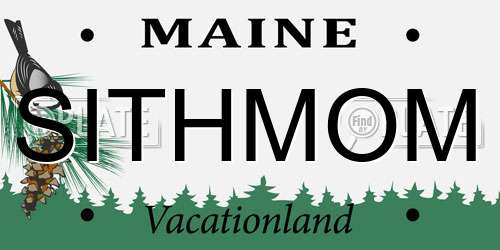 SITHMOM Maine License Plate