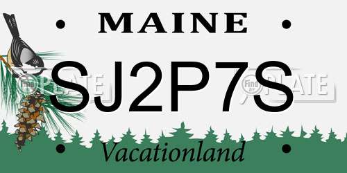SJ2P7S Maine License Plate