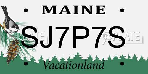 SJ7P7S Maine License Plate