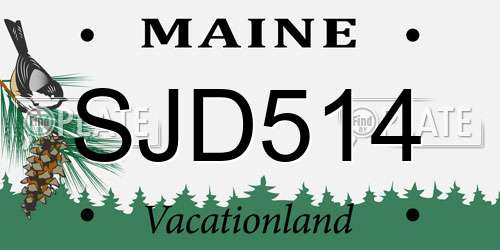 SJD514 Maine License Plate