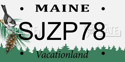 SJZP78 Maine License Plate