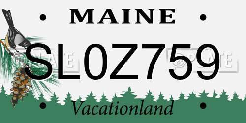 SL0Z759 Maine License Plate