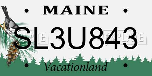 SL3U843 Maine License Plate