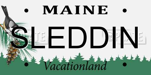 SLEDDIN Maine License Plate