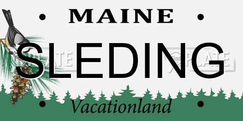 SLEDING Maine License Plate