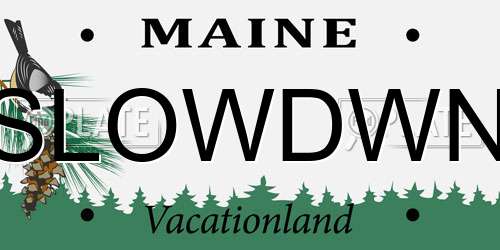 SLOWDWN Maine License Plate