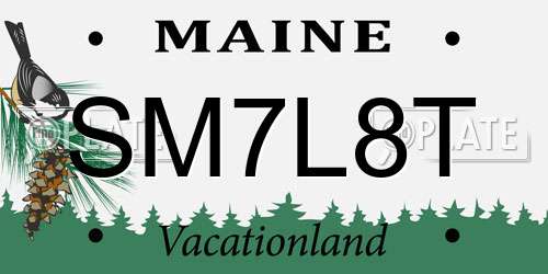 SM7L8T Maine License Plate