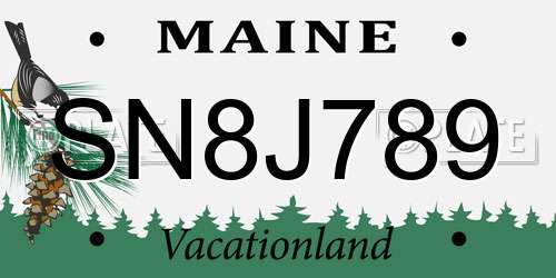 SN8J789 Maine License Plate