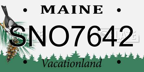 SNO7642 Maine License Plate