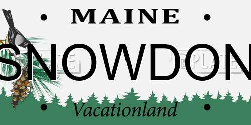 SNOWDON Maine License Plate