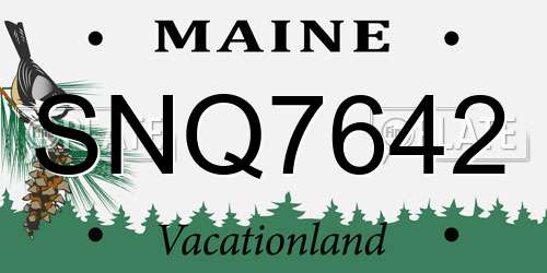 SNQ7642 Maine License Plate