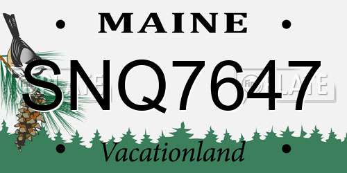 SNQ7647 Maine License Plate