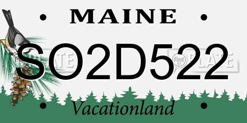 SO2D522 Maine License Plate