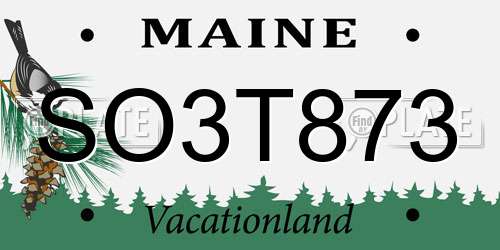 SO3T873 Maine License Plate
