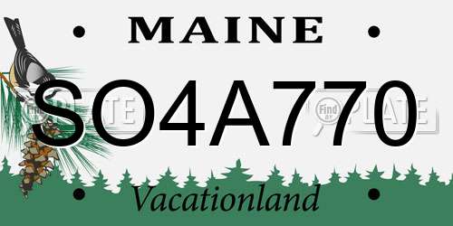 SO4A770 Maine License Plate