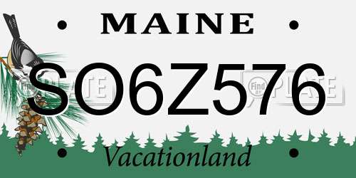 SO6Z576 Maine License Plate