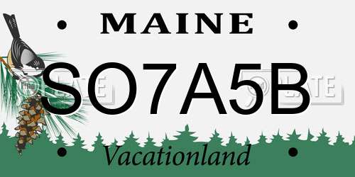 SO7A5B Maine License Plate