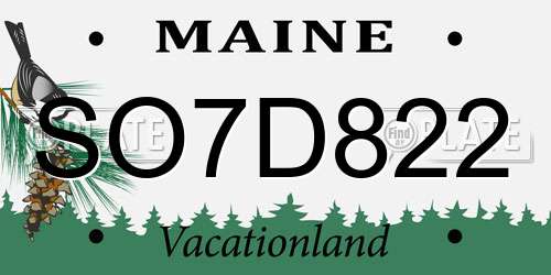 SO7D822 Maine License Plate