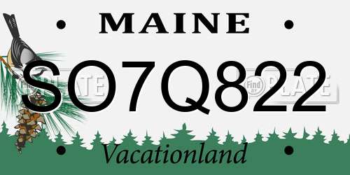 SO7Q822 Maine License Plate