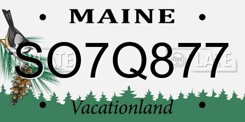 SO7Q877 Maine License Plate